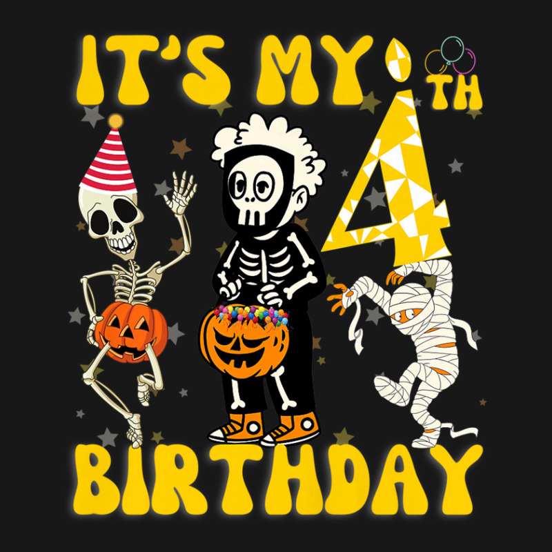 Kids It's My 4th Birthday Boy Funny Skeleton Pumpkin Halloween Flannel Shirt | Artistshot