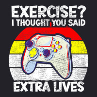 Vintage Exercise I Thought You Said Extra Lives Video Gamer Unisex Sherpa-lined Denim Jacket | Artistshot