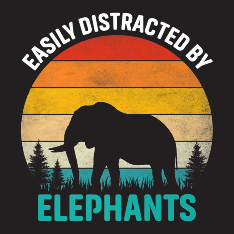 Easily Distracted By Elephants Vintage Retro Sunset T-shirt | Artistshot