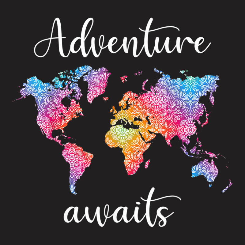 Adventure Awaits Mandala World Map Travel Outdoor Camping T-shirt | Artistshot