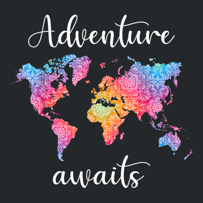 Adventure Awaits Mandala World Map Travel Outdoor Camping Crewneck Sweatshirt | Artistshot