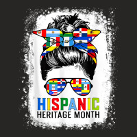 National Hispanic Heritage Month Messy Bun Countries Flags Ladies Fitted T-shirt | Artistshot