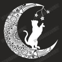 Moon Cat Playful Funny Cat Mandala Crescent Moon Witch Ladies Fitted T-shirt | Artistshot