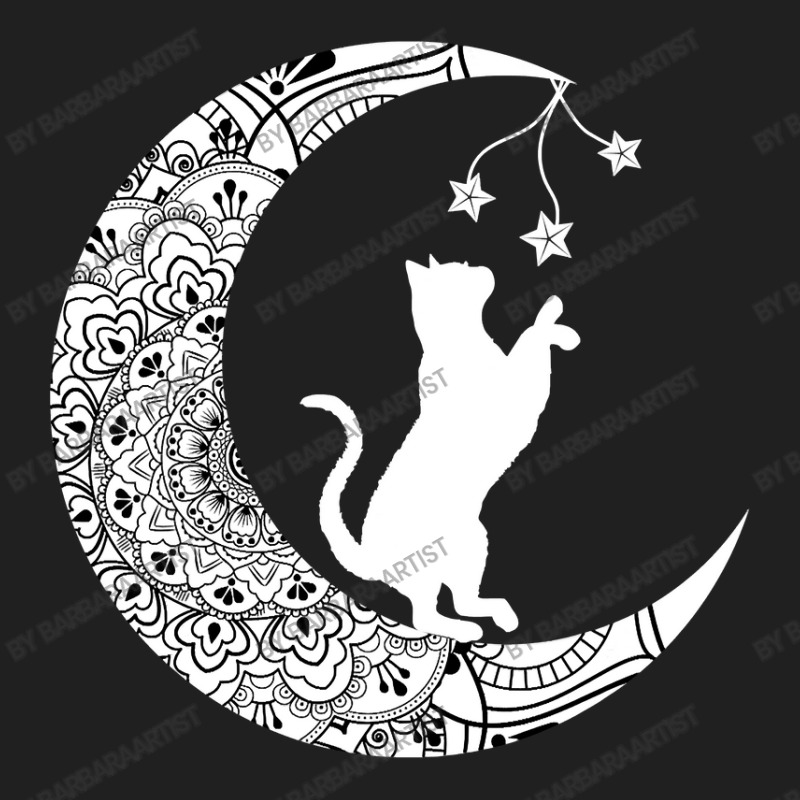 Moon Cat Playful Funny Cat Mandala Crescent Moon Witch Ladies Polo Shirt by BarbaraArtist | Artistshot