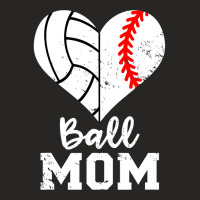 Ball Mom Heart Funny Baseball Volleyball Mom Ladies Fitted T-shirt | Artistshot