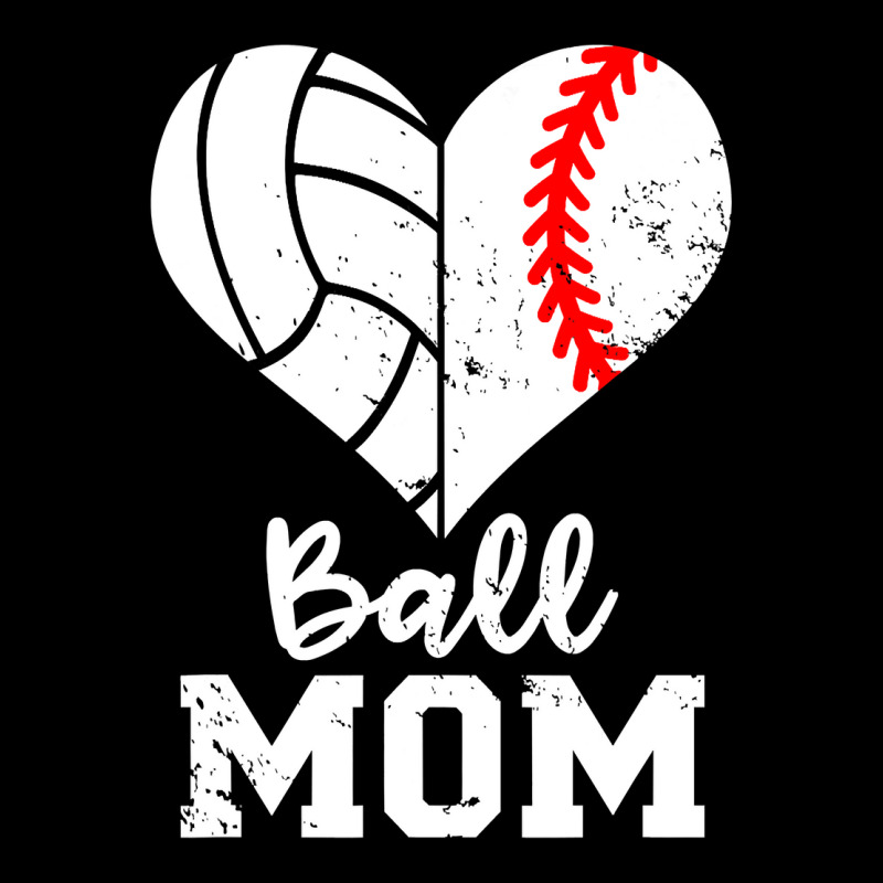 Ball Mom Heart Funny Baseball Volleyball Mom Cropped Hoodie by HANANELArtist | Artistshot