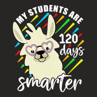 Womens My Students Are 120 Days Smarter Prek Teacher Llama Lovers Vnec Ladies Fitted T-shirt | Artistshot