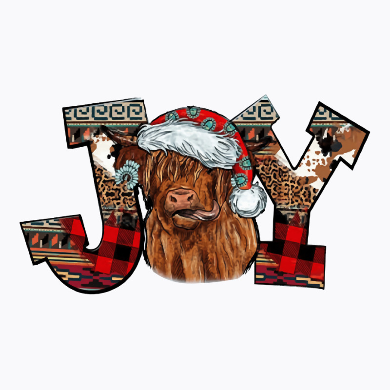 Highland Cow Christmas Joy Be Merry And Bright Western Cow Pullover Ho T-shirt | Artistshot