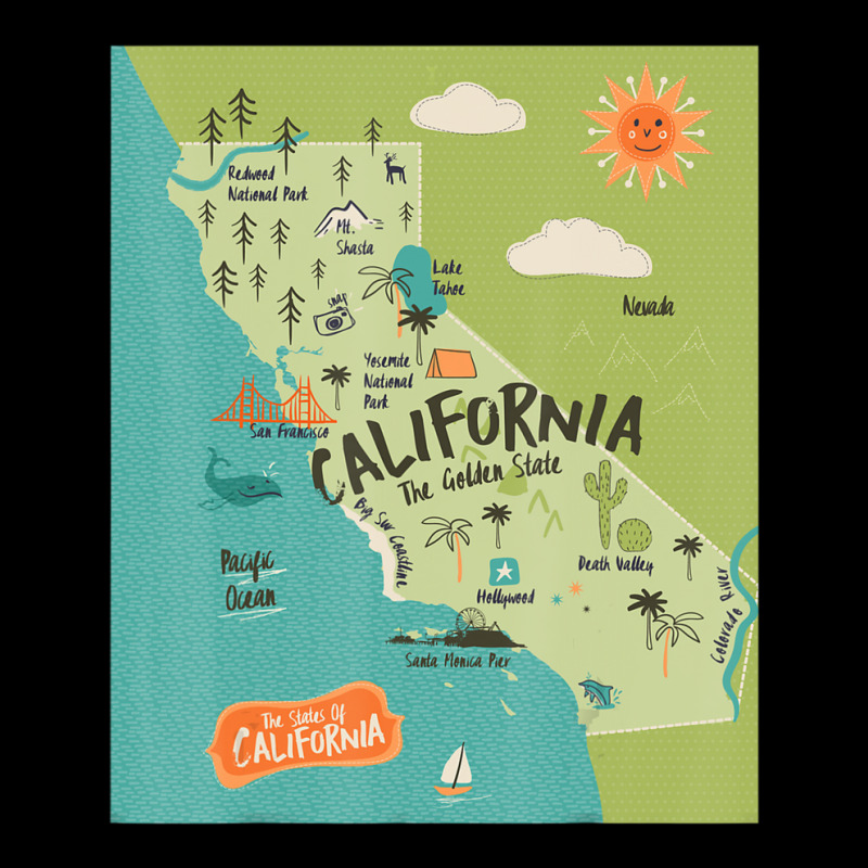 California Map Golden State Hippie Birthday Kids Trip Youth Jogger | Artistshot