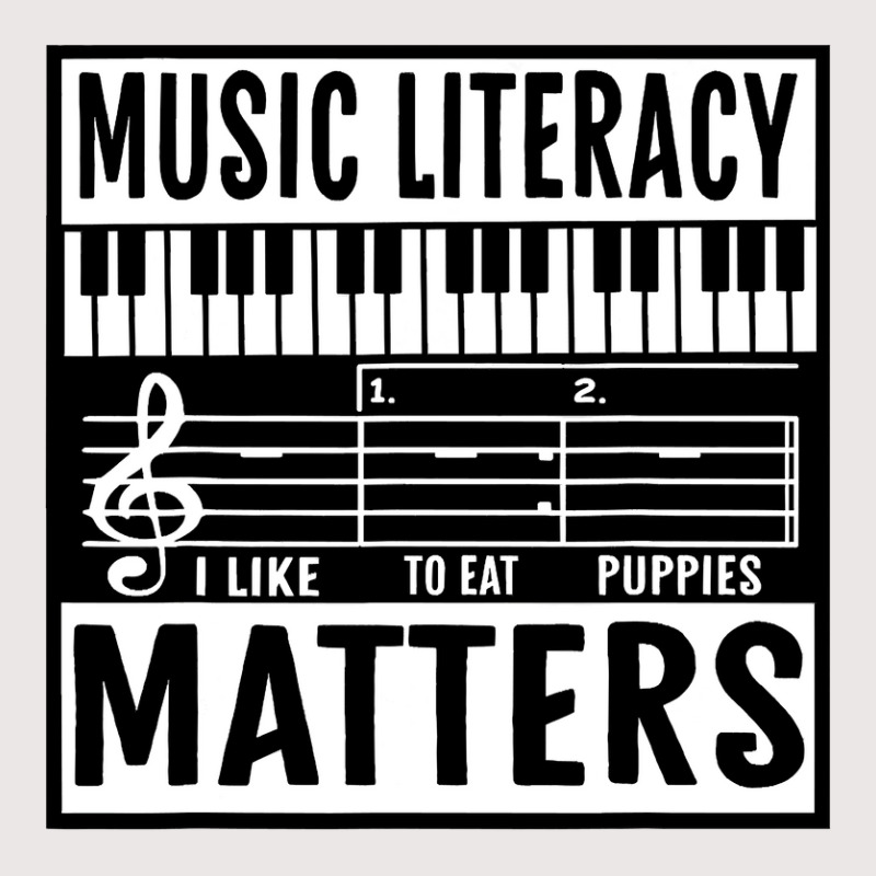 Music Literacy Matters I Like To Eat Puppies Music Meme Pocket T-Shirt by HayleyArtist | Artistshot