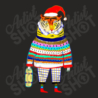 Drawing, Santa - Tiger Ladies Fitted T-shirt | Artistshot