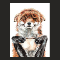 Morning Fox - Cute Coffee Animal Ladies Fitted T-shirt | Artistshot