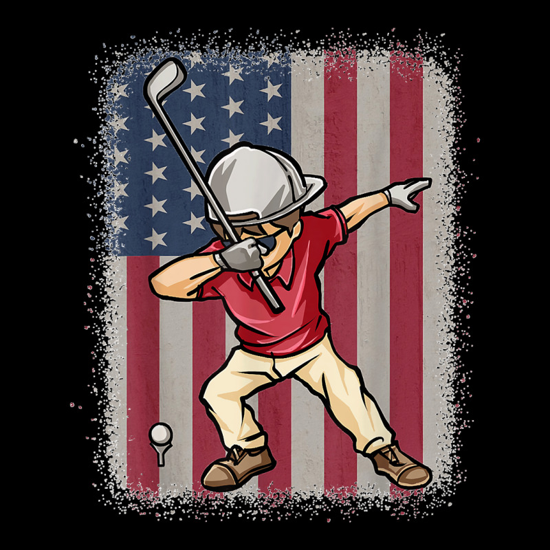 Funny Dabbing Golf Player American Flag Golfer Golfing Men's Long Sleeve Pajama Set | Artistshot