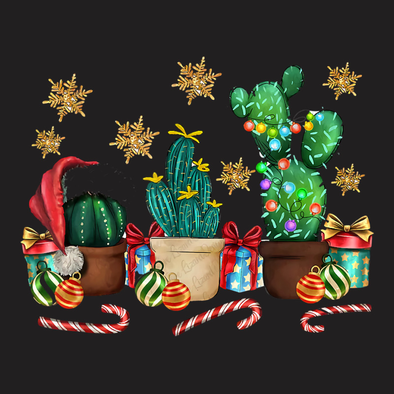 Merry Christmas Lights Cactus Christmas Cactus Lover T Shirt T-shirt | Artistshot