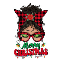 Merry Christmas Messy Bun Women Buffalo Plaid Red Pajamas T Shirt V-neck Tee | Artistshot