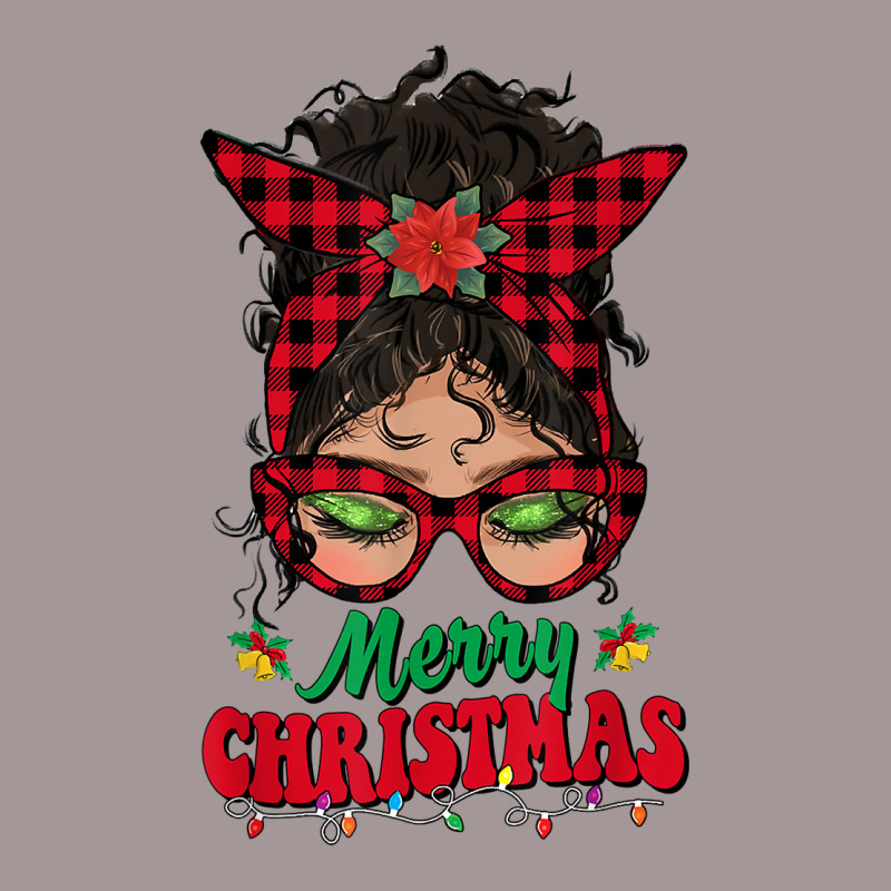 Merry Christmas Messy Bun Women Buffalo Plaid Red Pajamas T Shirt Vintage Hoodie | Artistshot