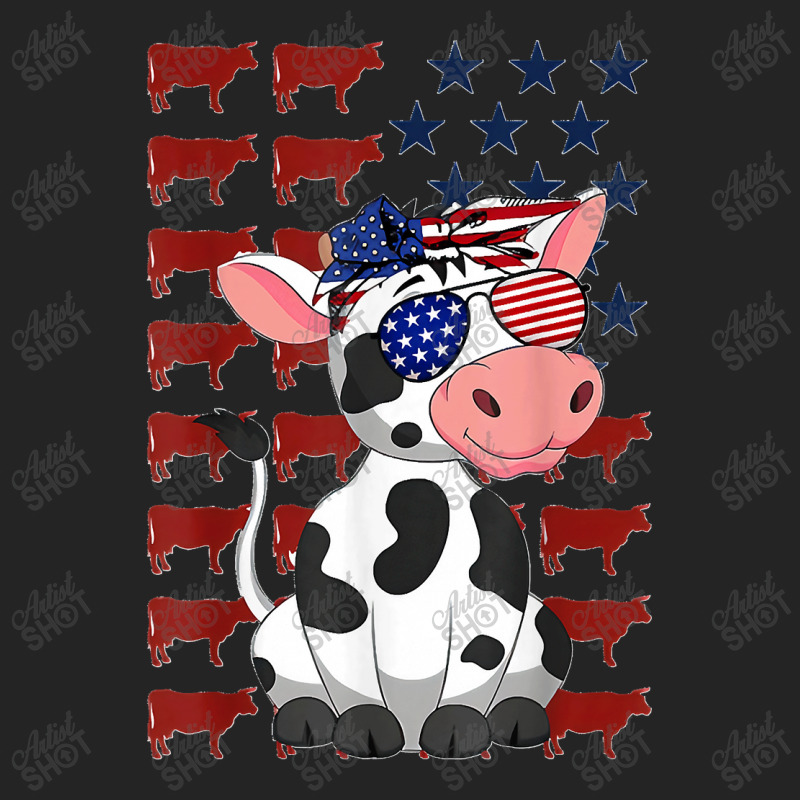 Funny Dairy Cows 4th Of July Costumes Usa Flag Dairy Cows 3/4 Sleeve Shirt | Artistshot