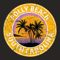 Folly Beach South Carolina Sc Vintage Retro 70s 80s Souvenir Ladies Fitted T-shirt | Artistshot