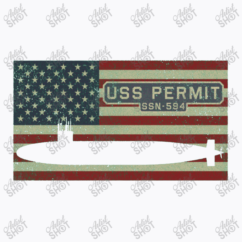 Uss Permit Ssn 594 Nuclear Submarine Vintage American Flag Gift T-shirt | Artistshot