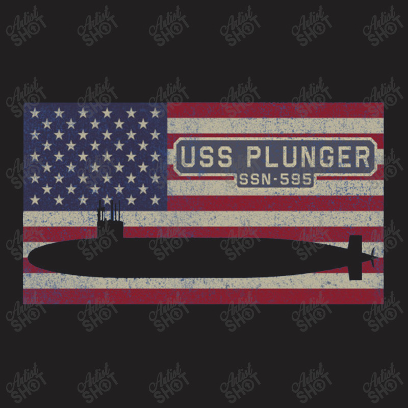 Uss Plunger Ssn 595 Nuclear Submarine Vintage American Flag Gift T-shirt | Artistshot