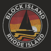 Block Island Rhode Island Vintage Sailboat 70s Retro Sunset Ladies Fitted T-shirt | Artistshot