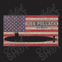 Uss Pollack Ssn 603 Nuclear Submarine Vintage American Flag Gift T-shirt | Artistshot