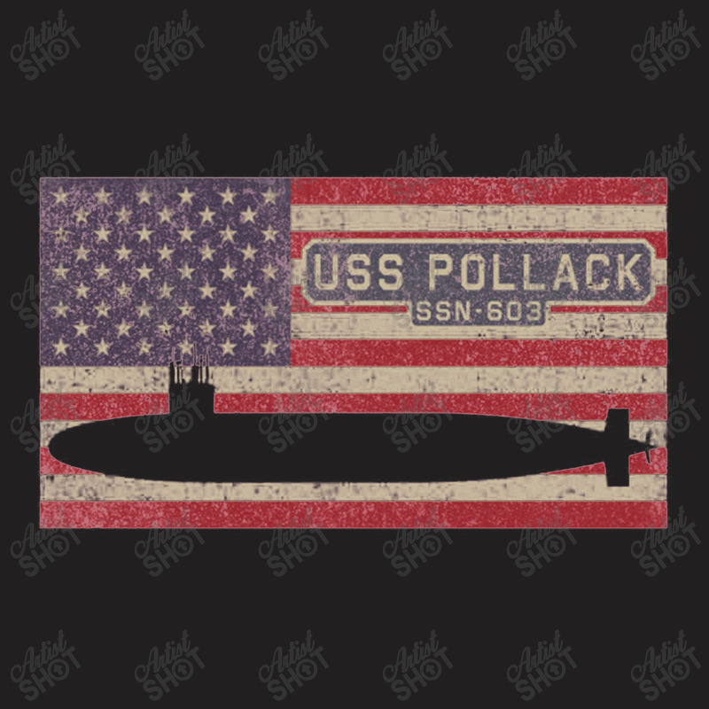 Uss Pollack Ssn 603 Nuclear Submarine Vintage American Flag Gift T-shirt | Artistshot