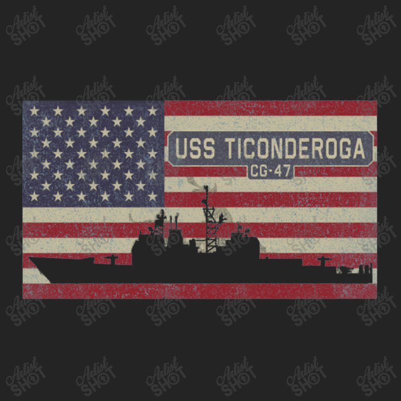 Uss Ticonderoga Cg 47 Navy Ship Vintage American Flag Gift 3/4 Sleeve Shirt | Artistshot