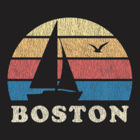 Boston Ma Vintage Sailboat 70s Throwback Sunset T-shirt | Artistshot