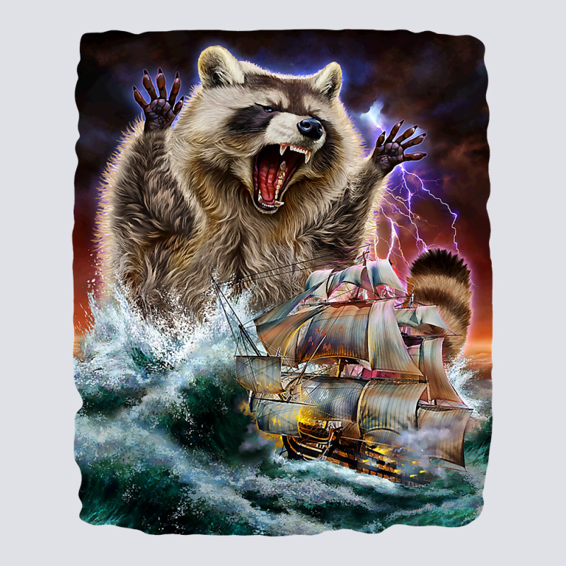 Monster Raccoon As Kraken Attack A War Ship At High Seas Bucket Hat | Artistshot