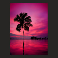 Palm Tree At A Sunset Ladies Fitted T-shirt | Artistshot