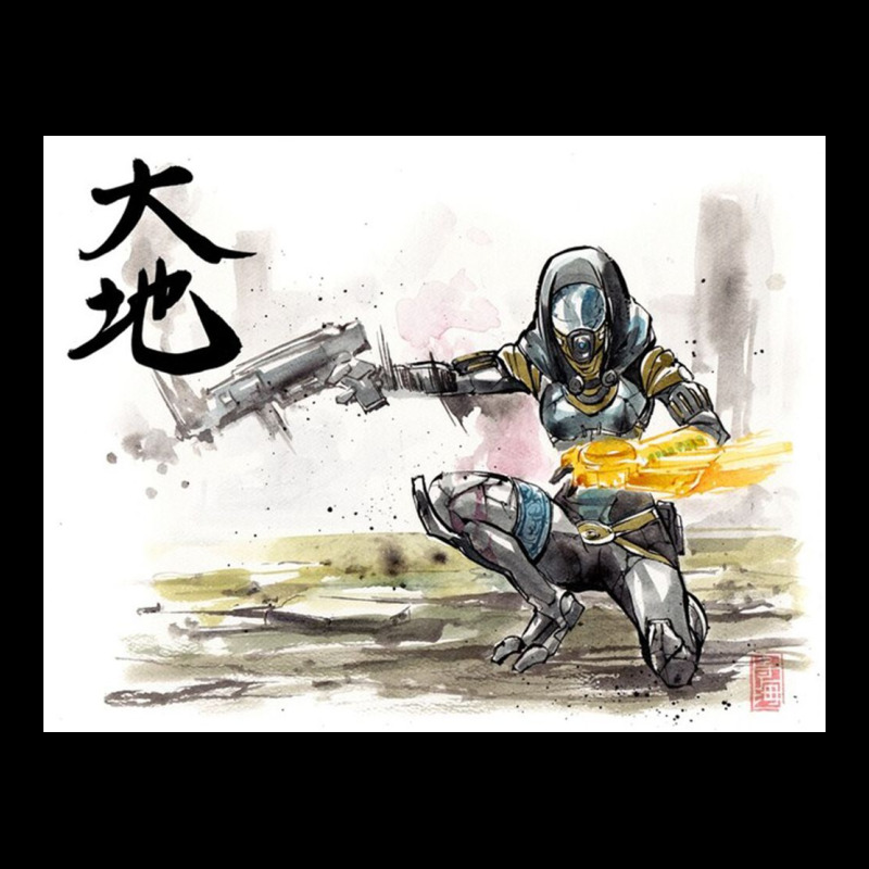 Tali From Mass Effect Sumie Style With Calligraphy Great Land Poster Legging by shawnadia | Artistshot