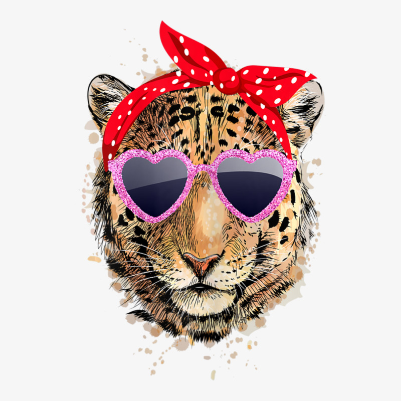 Leopard Animal Pink Sunglasses & Red Headband Ladies Fitted T-Shirt by yumgaugeteuda | Artistshot