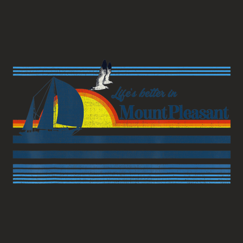 Mount Pleasant Sc Beach Retro 70s 80s Sailing Boat Sunset Ladies Fitted T-Shirt by hongquangd | Artistshot