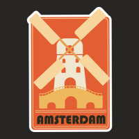 Retro Amsterdam Windmill Tourism Badge Ladies Fitted T-shirt | Artistshot