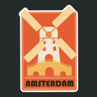 Retro Amsterdam Windmill Tourism Badge Women's Triblend Scoop T-shirt | Artistshot