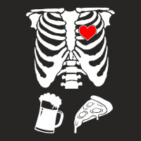 Mens Skeleton Maternity Pizza & Beer Black Ladies Fitted T-shirt | Artistshot