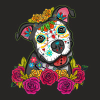 Calaveras De Azúcar Pitbull Dia De Los Muertos Perros Dog Ladies Fitted T-shirt | Artistshot