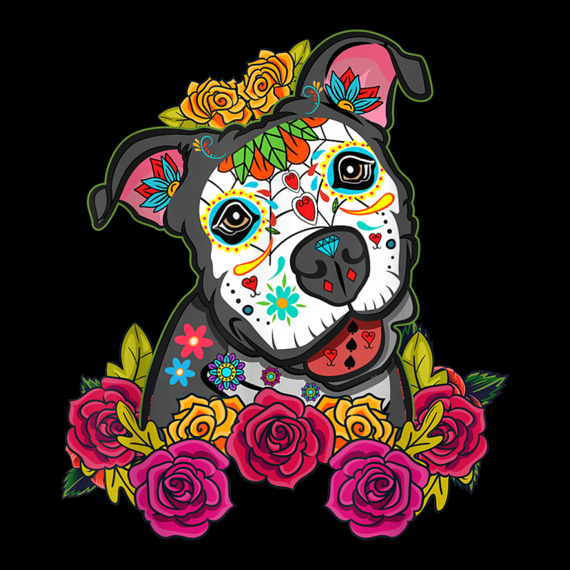 Calaveras De Azúcar Pitbull Dia De Los Muertos Perros Dog Cropped Hoodie by SandraMarianela | Artistshot