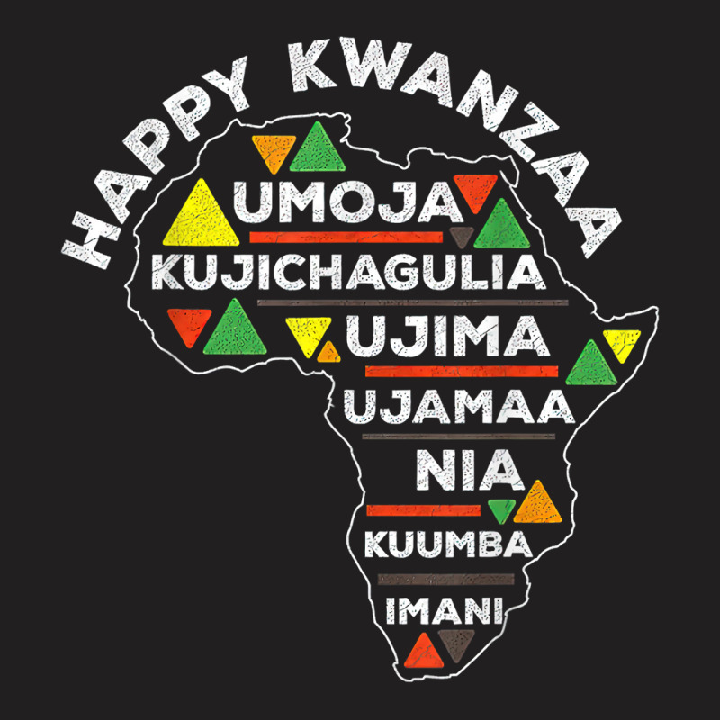 Retro Happy Kwanzaa African Seven Principles Continent Shape T Shirt T-Shirt by j83tytler | Artistshot