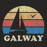 Galway Vintage Sailboat 70s Throwback Sunset Ladies Fitted T-shirt | Artistshot