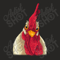 Chicken Face With Staring Eyes, Comb & Wattles Ladies Fitted T-shirt | Artistshot