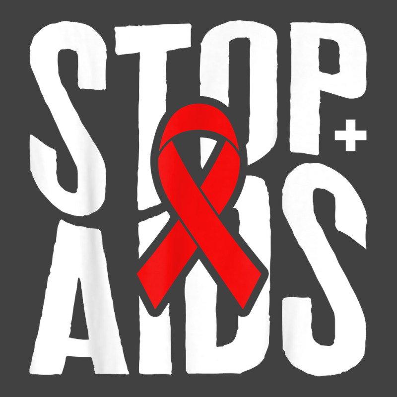 Word Aids Days Stop Aids Red Awareness Ribbon Hiv Month T Shirt Vintage T-Shirt by deemerx8lmshare | Artistshot