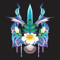 Mermaid Rose Pearls Sword Fish Octopus Seashell Trident T-shirt | Artistshot