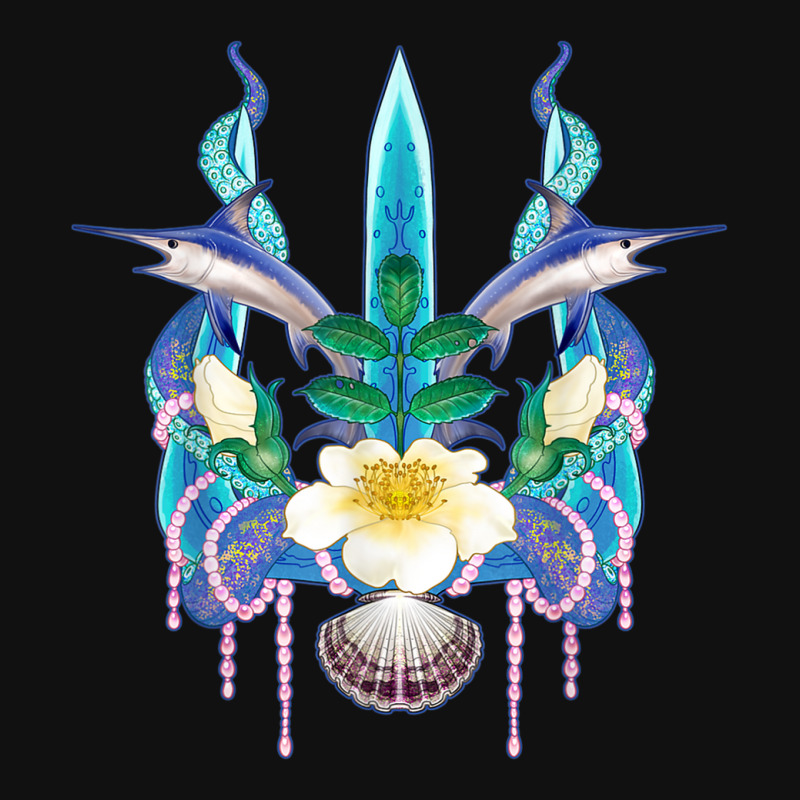 Mermaid Rose Pearls Sword Fish Octopus Seashell Trident Graphic T-shirt | Artistshot