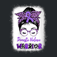 Womens Domestic Violence Awareness Warrior Purple Messy Bun V-neck Crewneck Sweatshirt | Artistshot