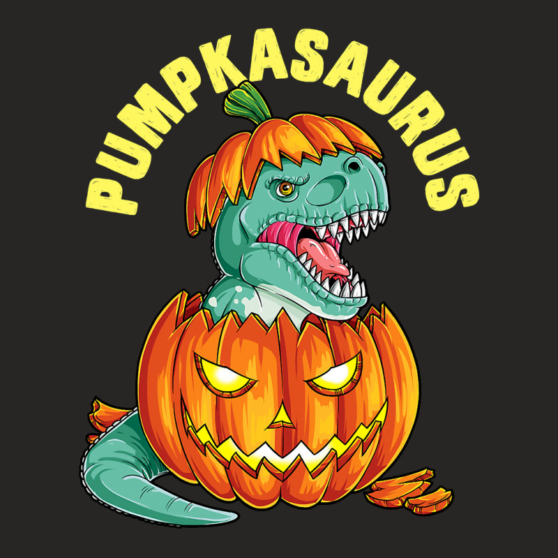 Halloween Boys Men Pumpkasaurus Dinosaur Pumpkin Funny T Rex Ladies Fitted T-Shirt by ElizabethAtist | Artistshot