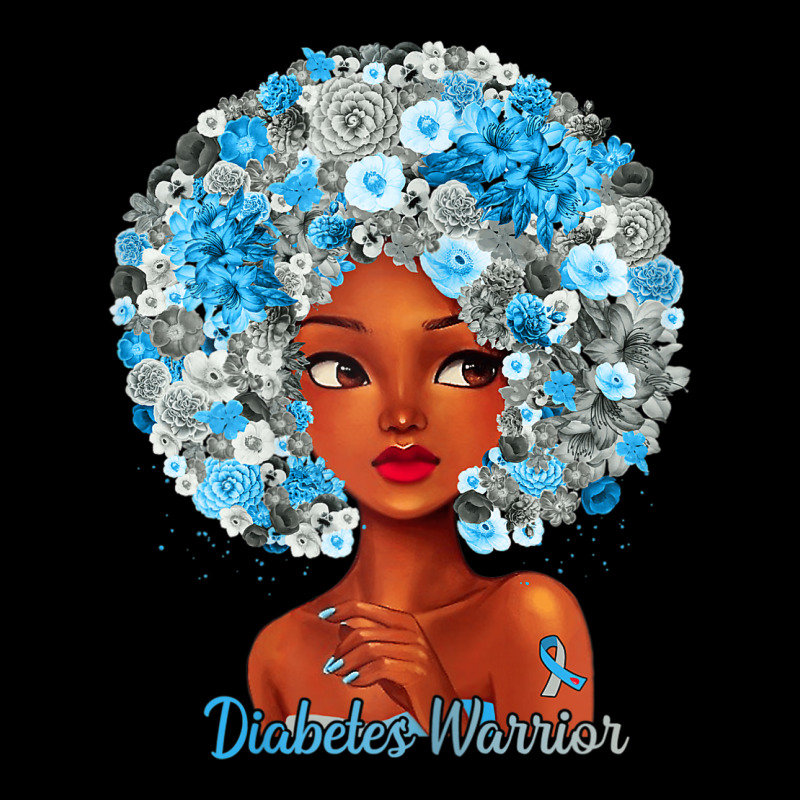 Womens Grey Blue Flowers Afro Hair Black Woman Diabetes Warrior V-neck Tee | Artistshot