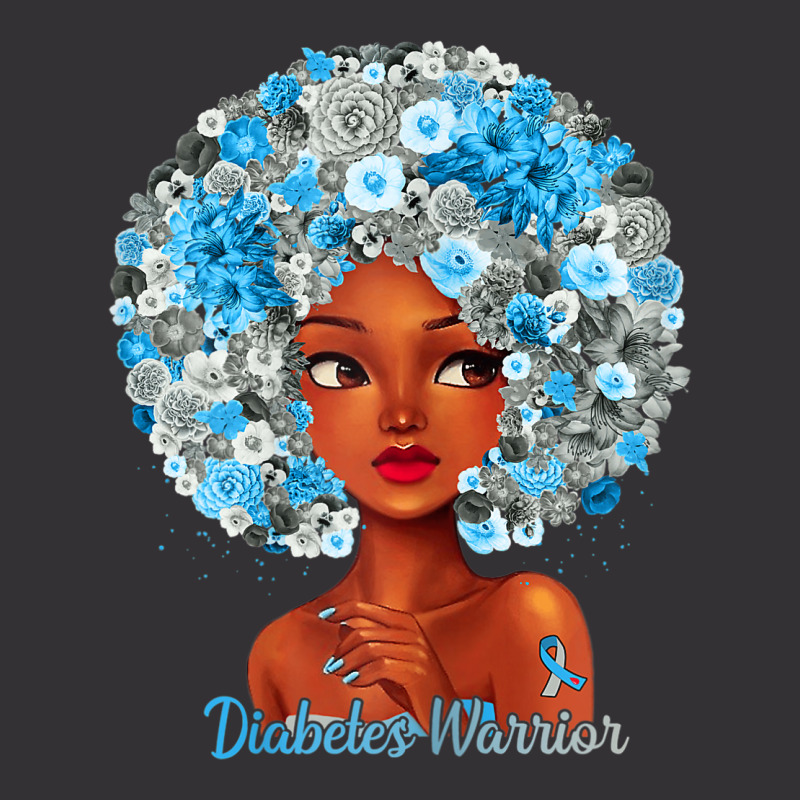 Womens Grey Blue Flowers Afro Hair Black Woman Diabetes Warrior Vintage Short | Artistshot