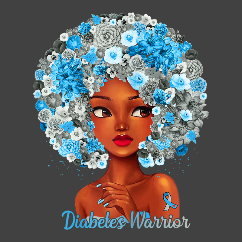 Womens Grey Blue Flowers Afro Hair Black Woman Diabetes Warrior Vintage T-shirt | Artistshot